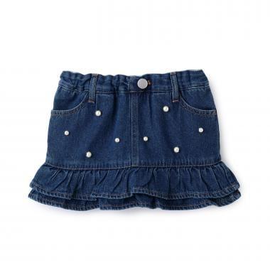 珍珠裝飾牛仔裙褲