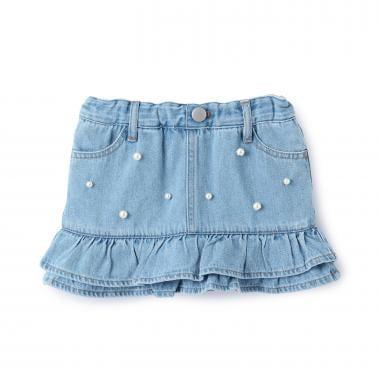 珍珠裝飾牛仔裙褲