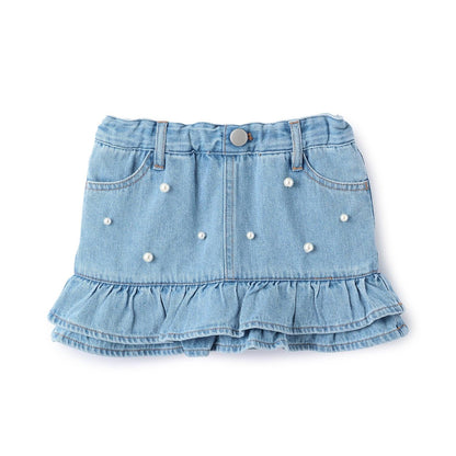 珍珠裝飾牛仔裙褲