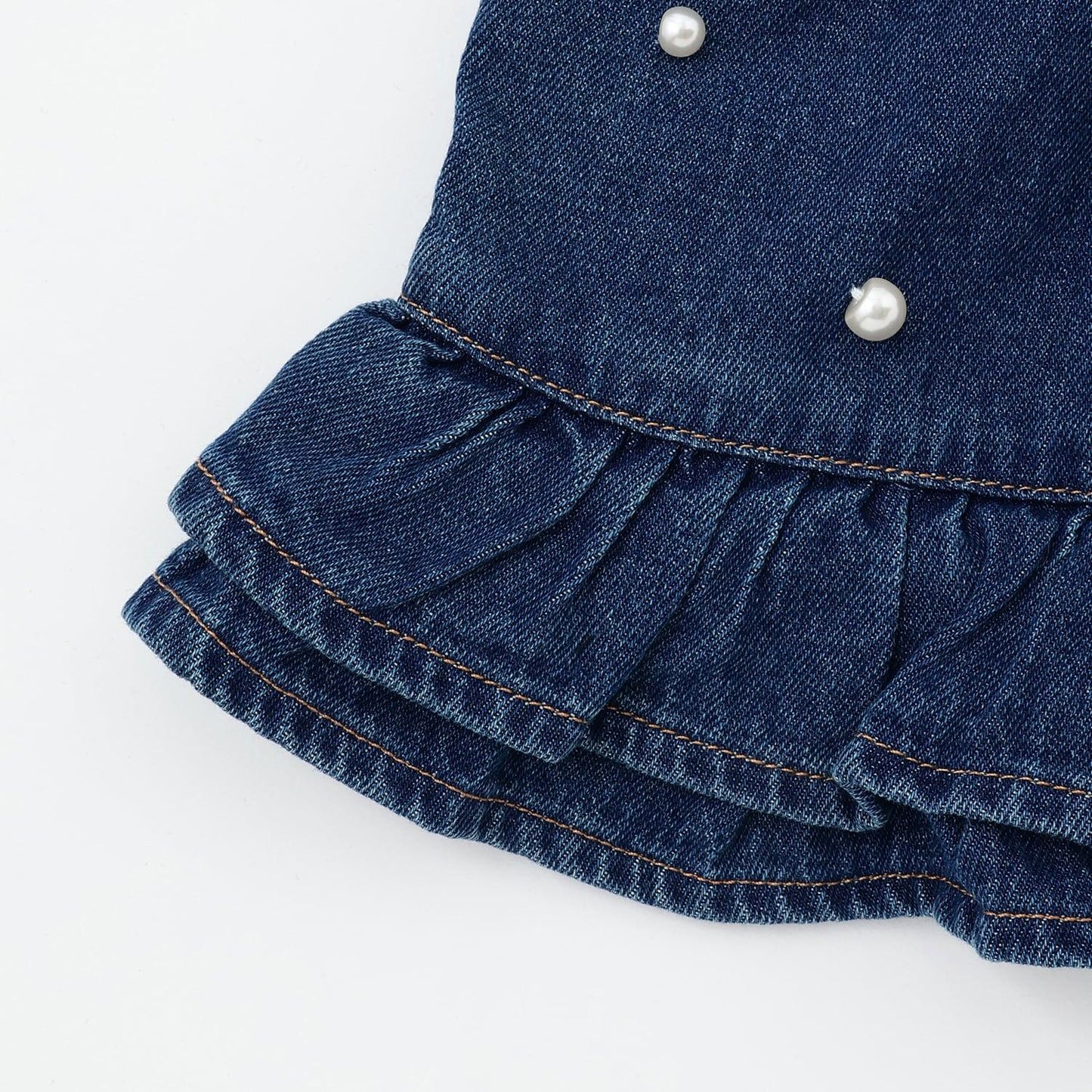珍珠裝飾牛仔裙褲