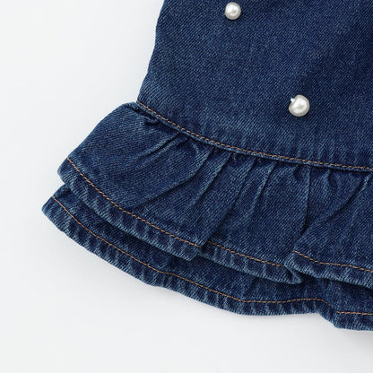 珍珠裝飾牛仔裙褲