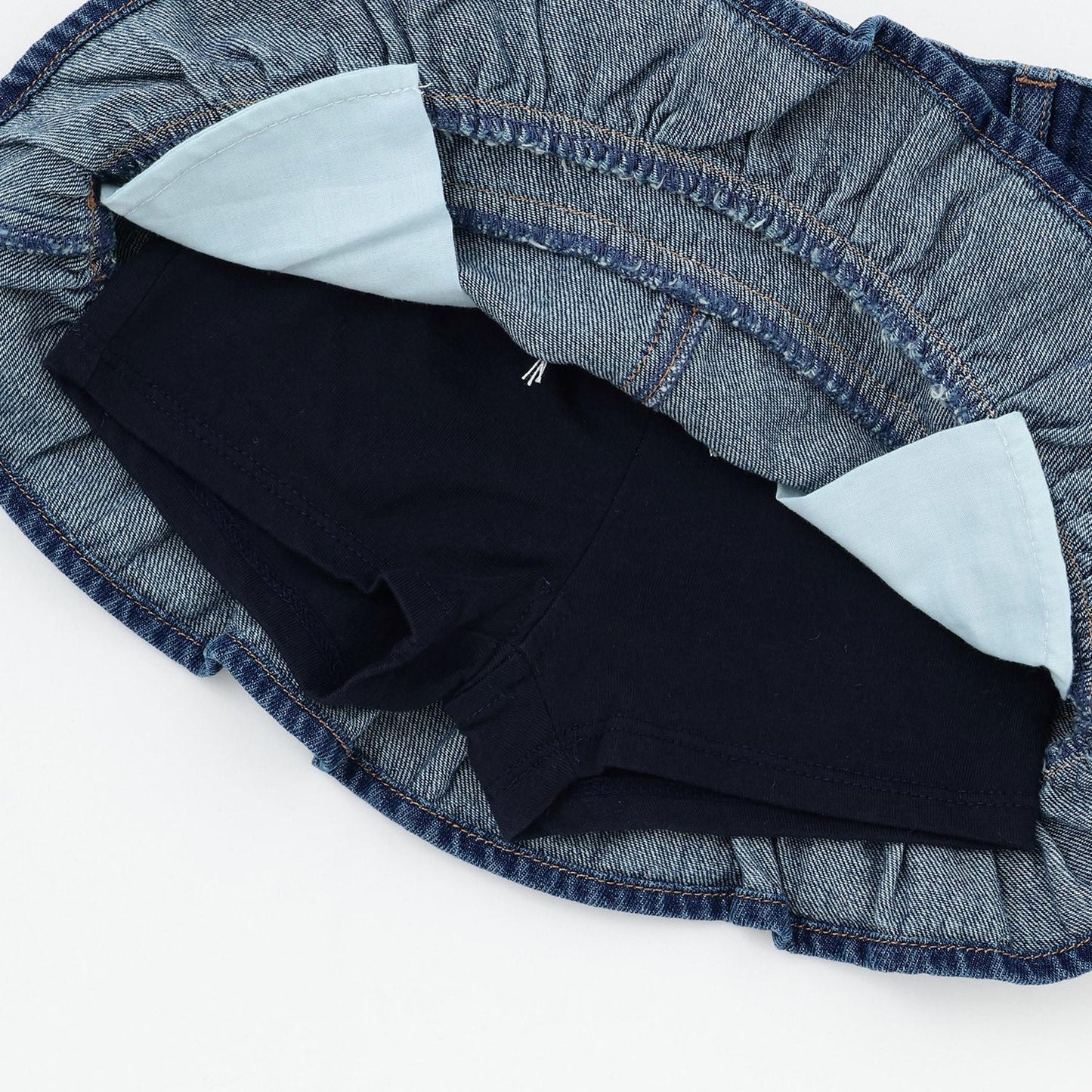 珍珠裝飾牛仔裙褲