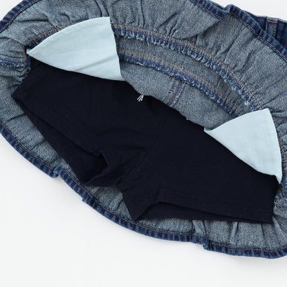 珍珠裝飾牛仔裙褲