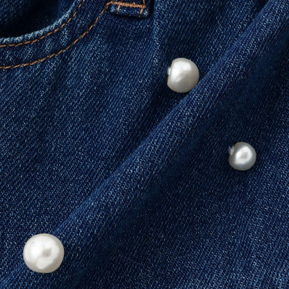 珍珠裝飾牛仔裙褲