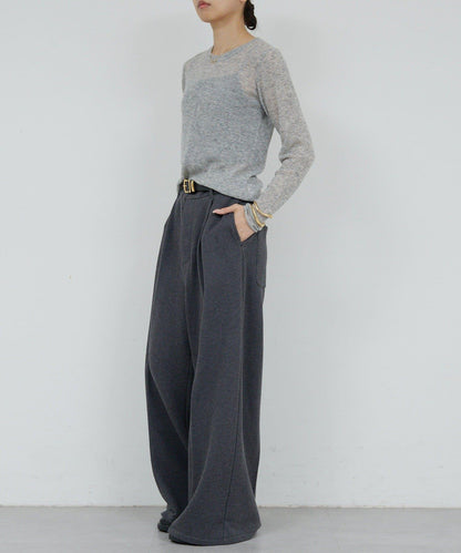 【HERITANOVUM】毛圈布褶皺寬鬆長褲
