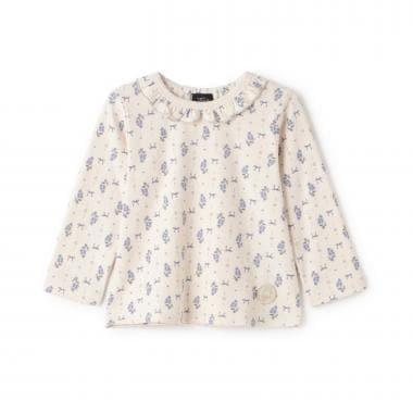 【有機棉】荷葉邊領長袖T恤