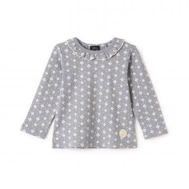 【有機棉】荷葉邊領長袖T恤