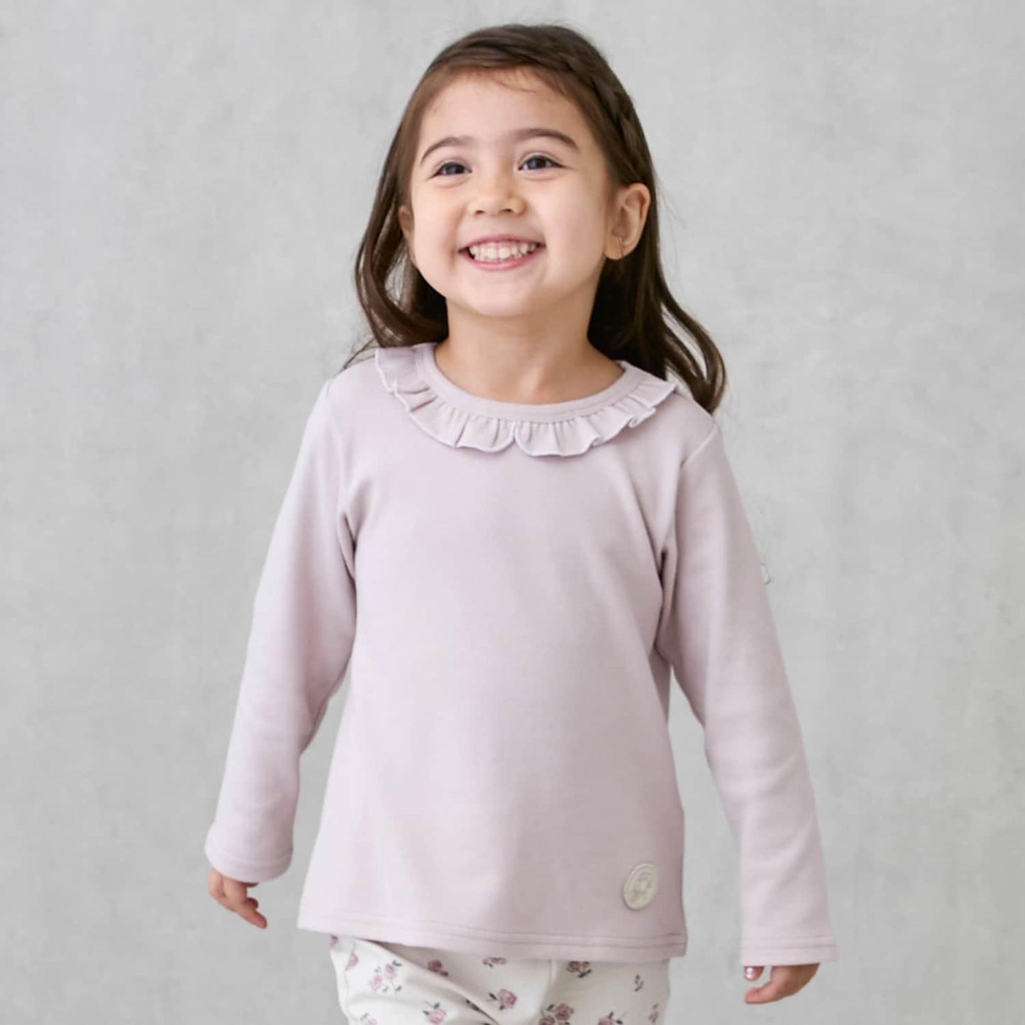 【有機棉】荷葉邊領長袖T恤