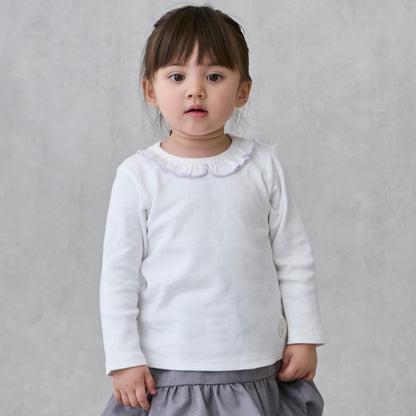 【有機棉】荷葉邊領長袖T恤