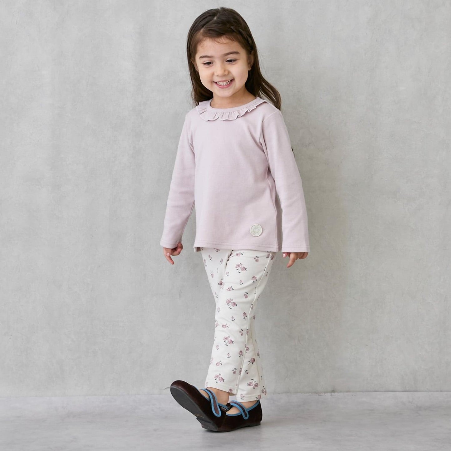 【有機棉】荷葉邊領長袖T恤