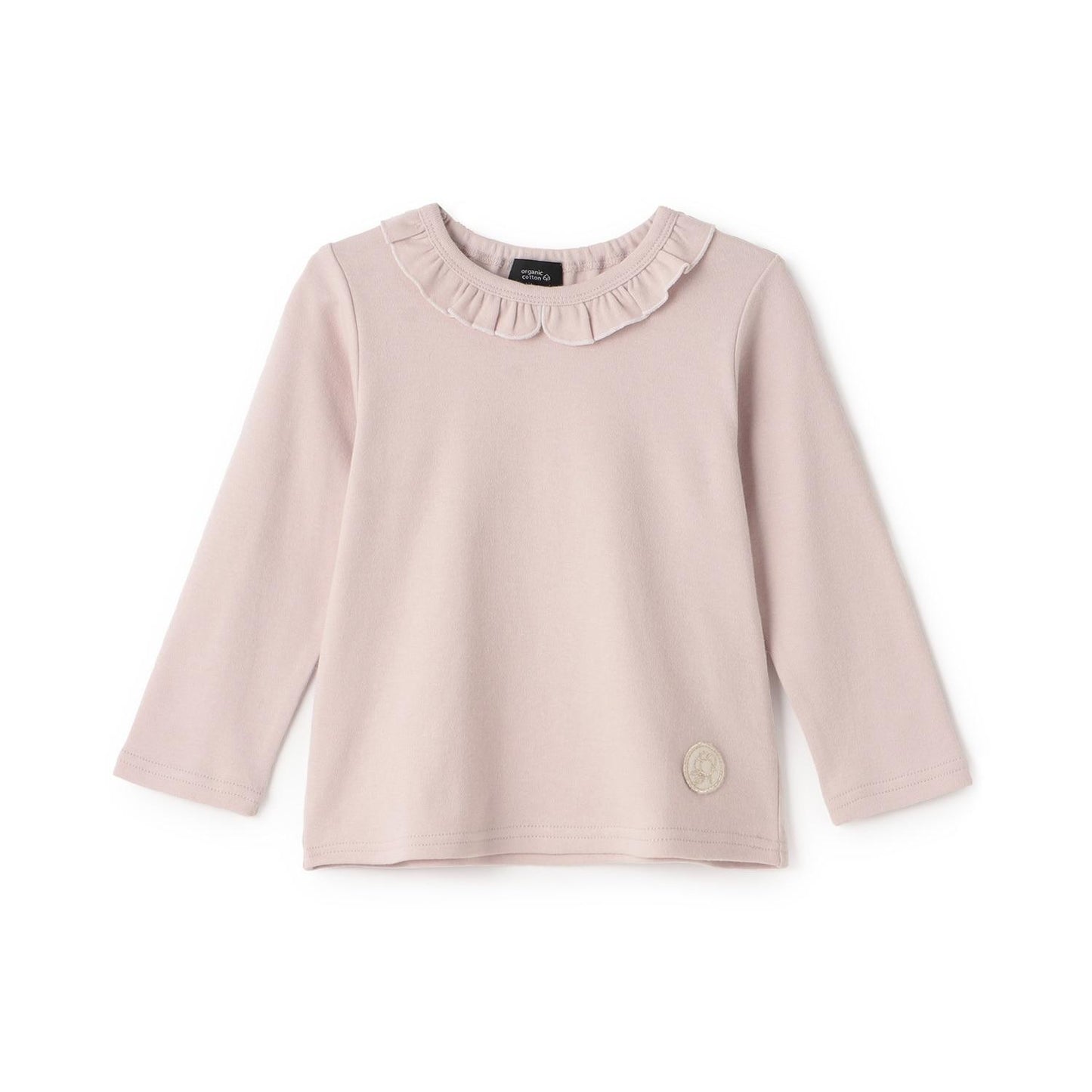 【有機棉】荷葉邊領長袖T恤