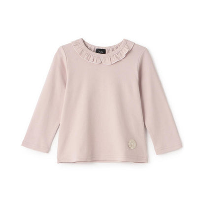 【有機棉】荷葉邊領長袖T恤