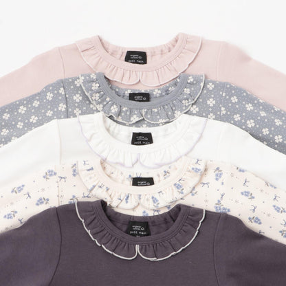 【有機棉】荷葉邊領長袖T恤