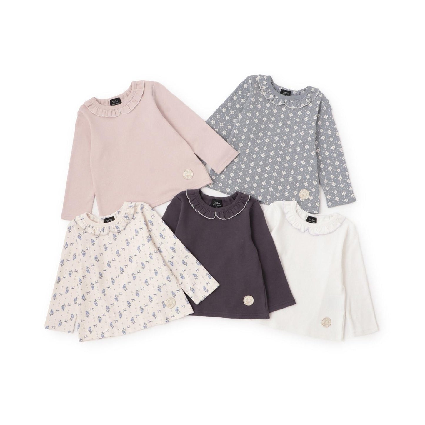 【有機棉】荷葉邊領長袖T恤