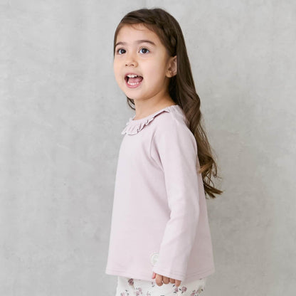 【有機棉】荷葉邊領長袖T恤