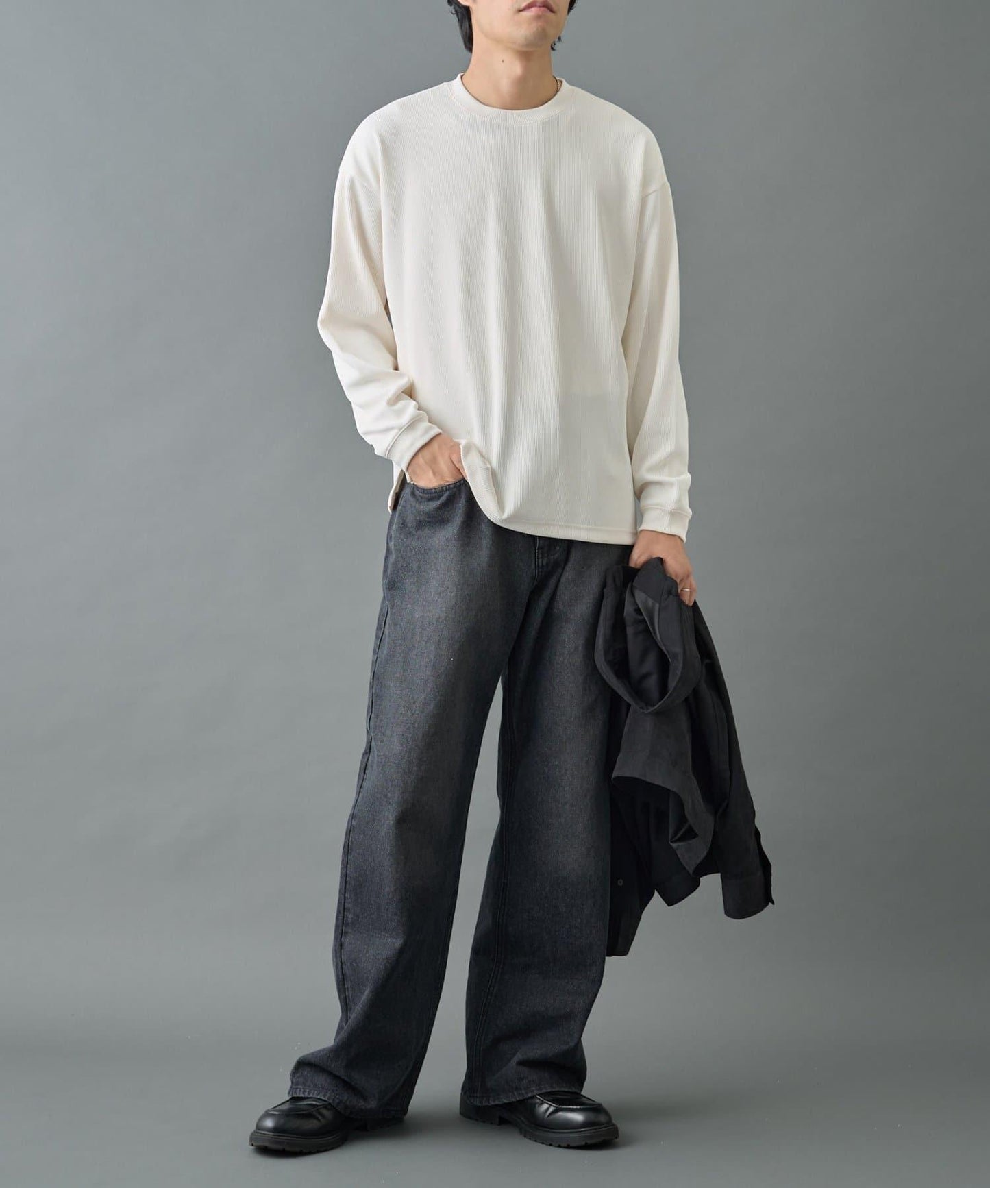 【AW先行予約】ドレープリブクルー長袖T