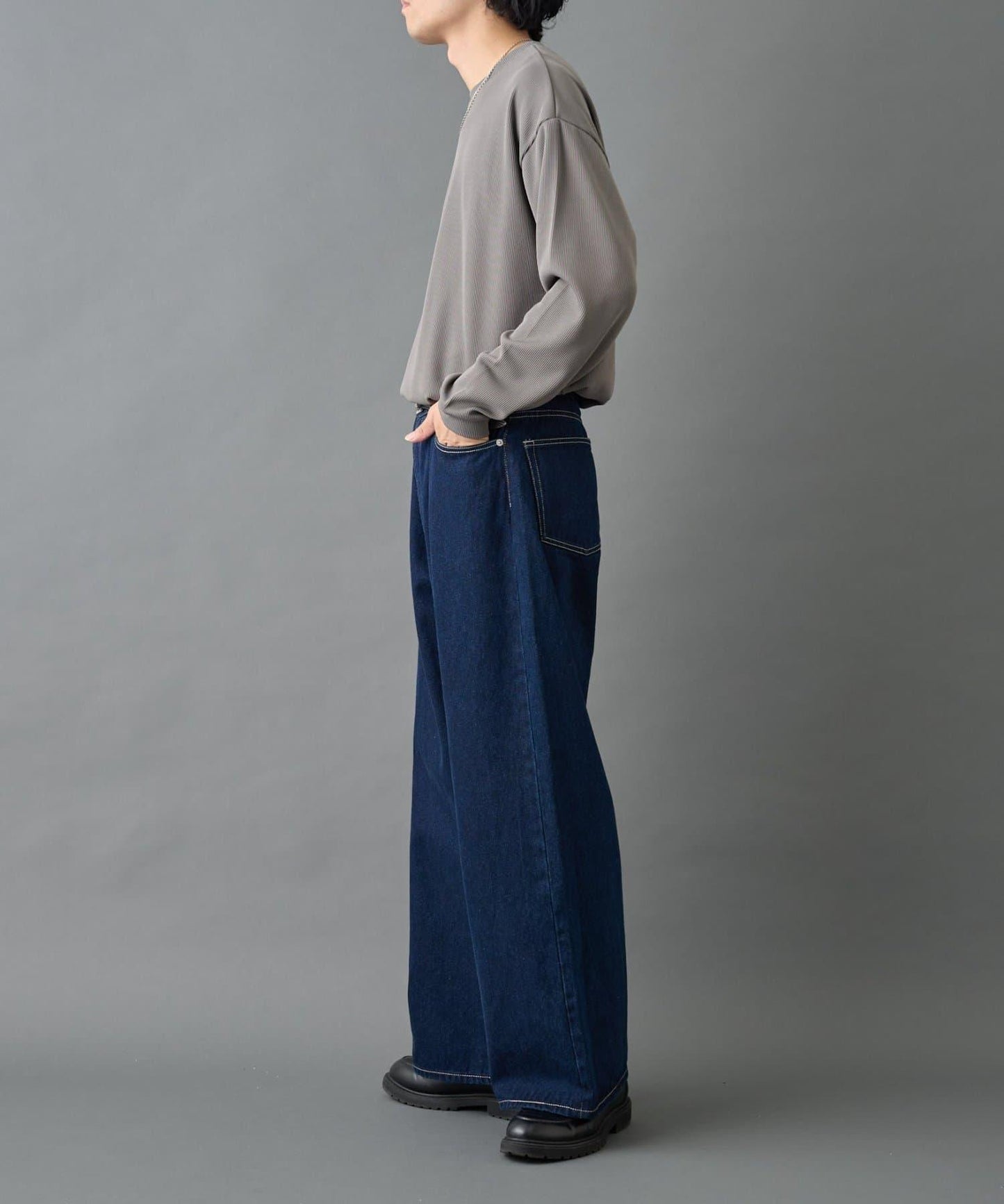 【AW先行予約】ドレープリブクルー長袖T