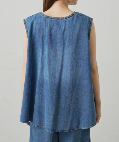 【套裝商品】牛仔喇叭袖上衣+休閒褲套裝