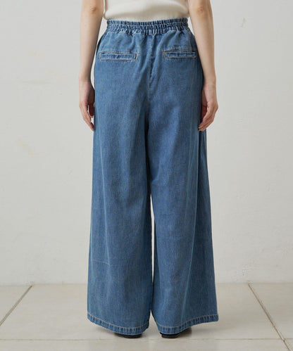 【套裝商品】牛仔喇叭袖上衣+休閒褲套裝