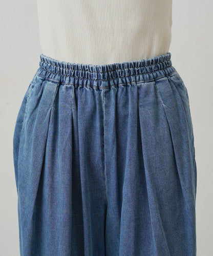 【套裝商品】牛仔喇叭袖上衣+休閒褲套裝