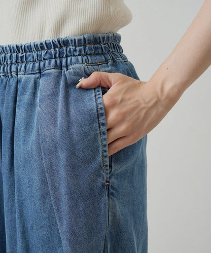 【套裝商品】牛仔喇叭袖上衣+休閒褲套裝