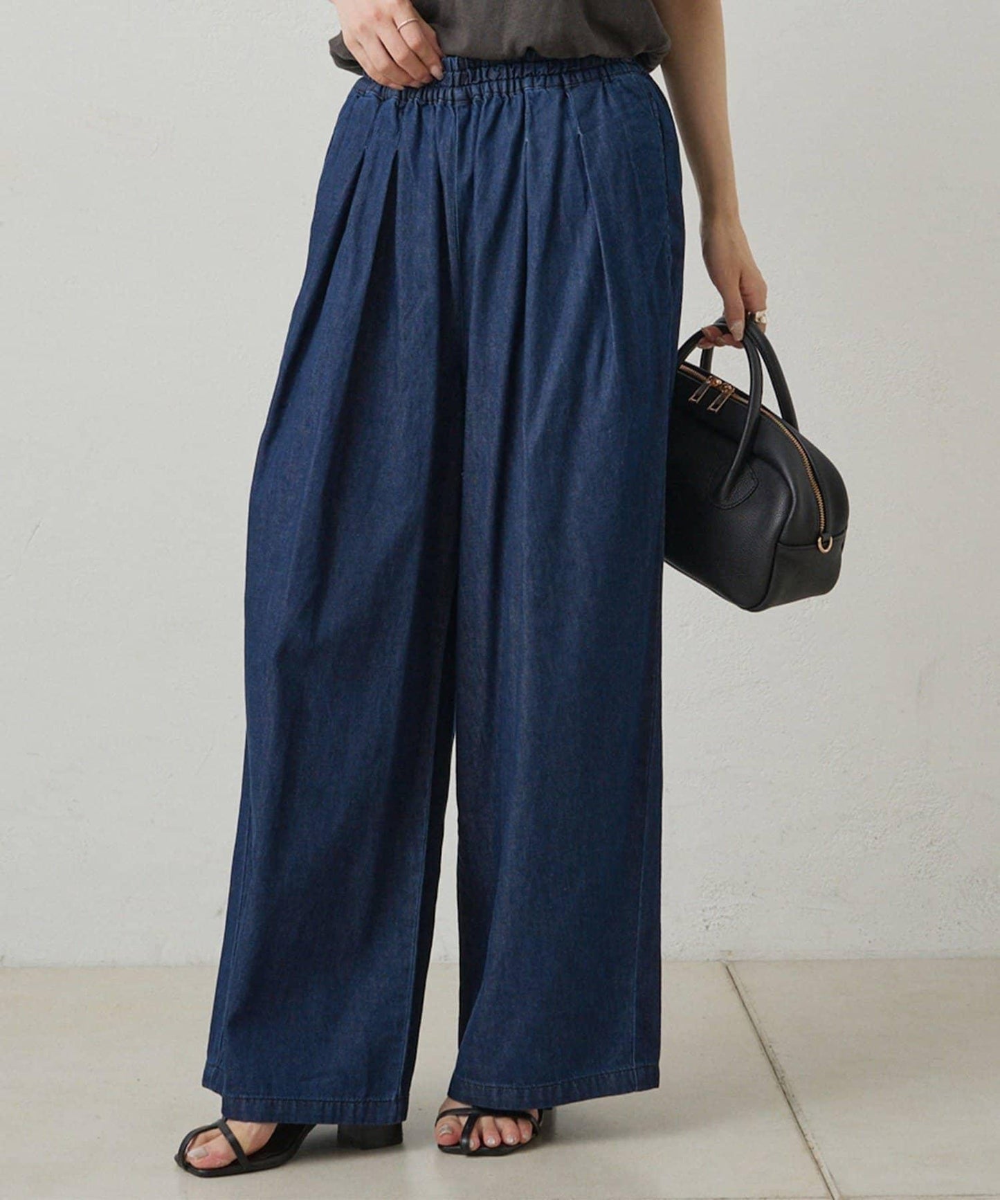 【套裝商品】牛仔喇叭袖上衣+休閒褲套裝