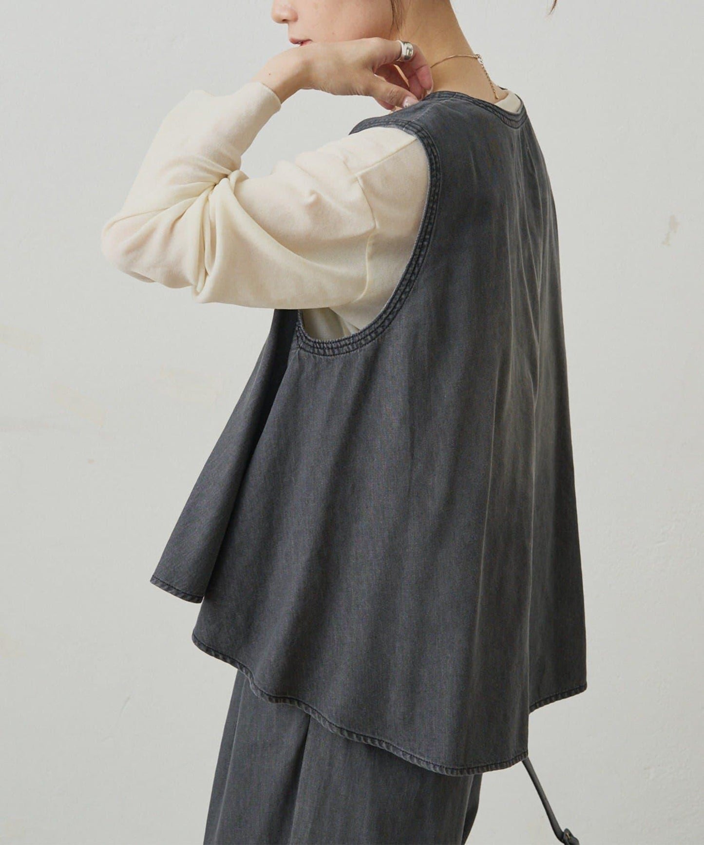 【套裝商品】牛仔喇叭袖上衣+休閒褲套裝