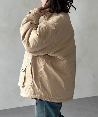 翻領羊羔絨立領狩獵中長款夾克