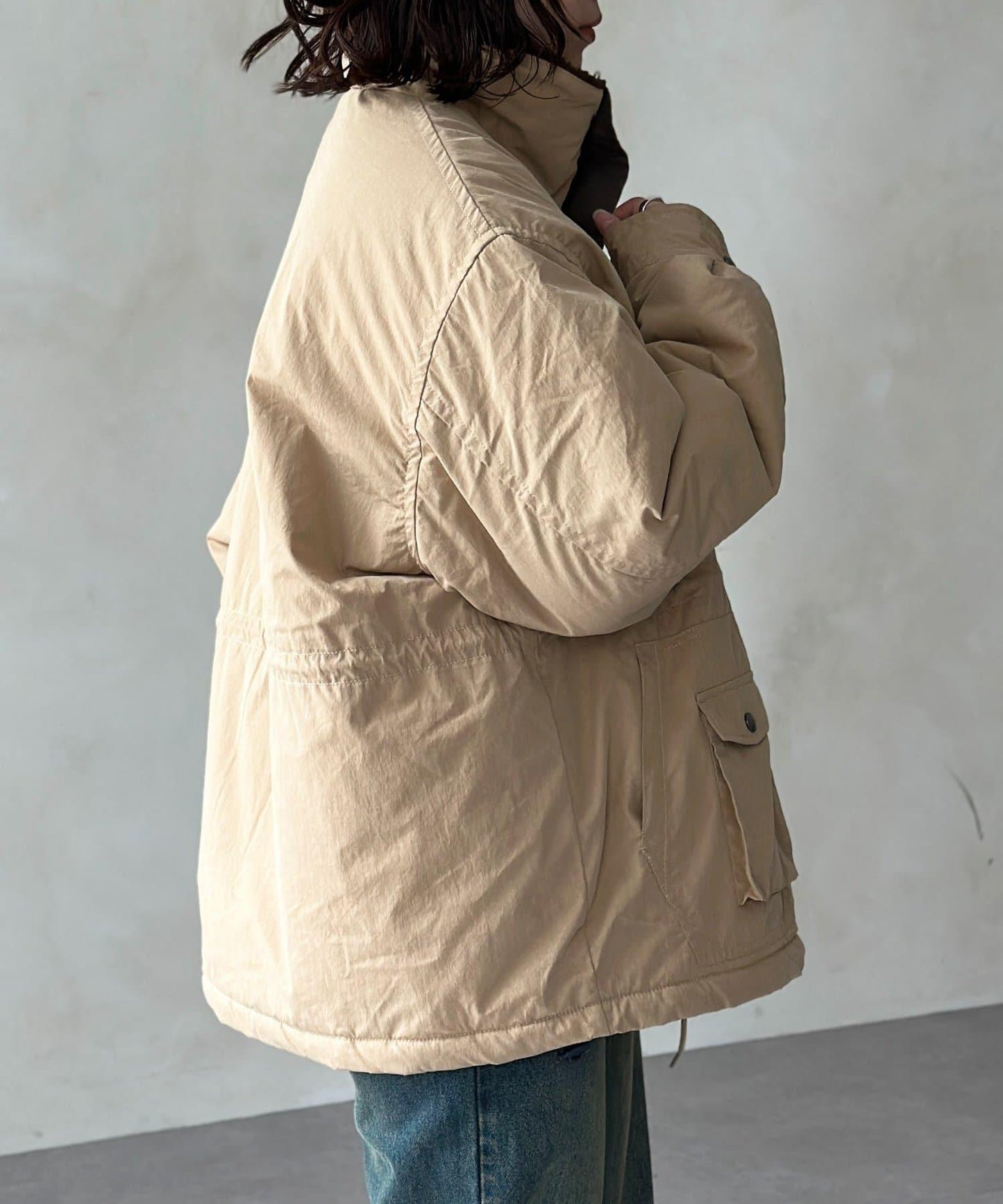 翻領羊羔絨立領狩獵中長款夾克