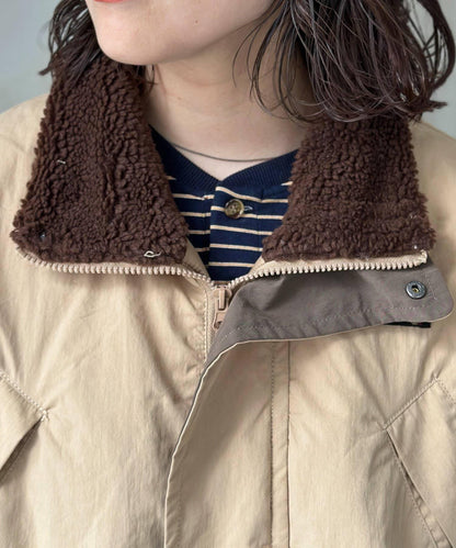 翻領羊羔絨立領狩獵中長款夾克