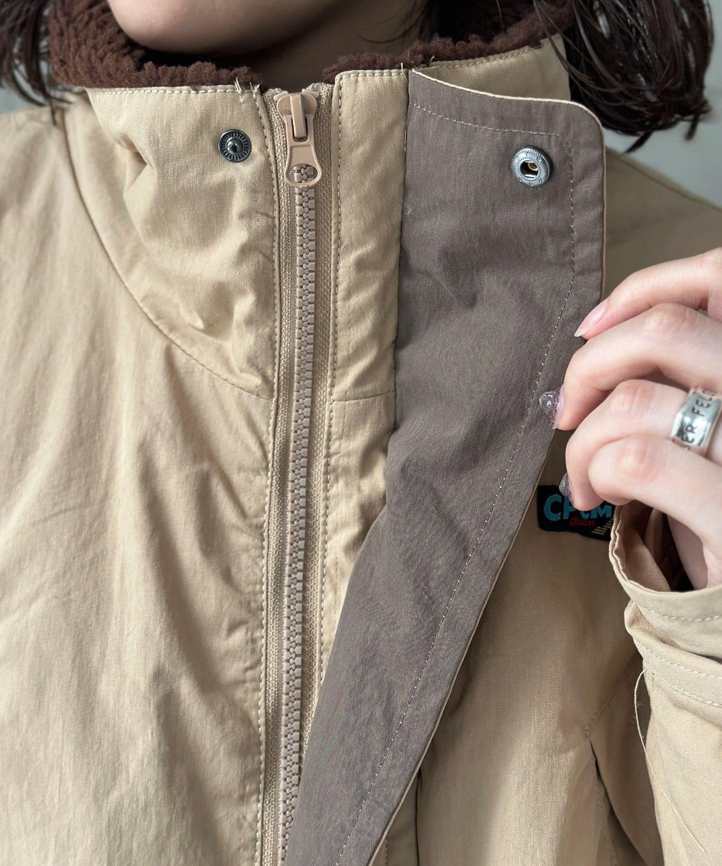 翻領羊羔絨立領狩獵中長款夾克