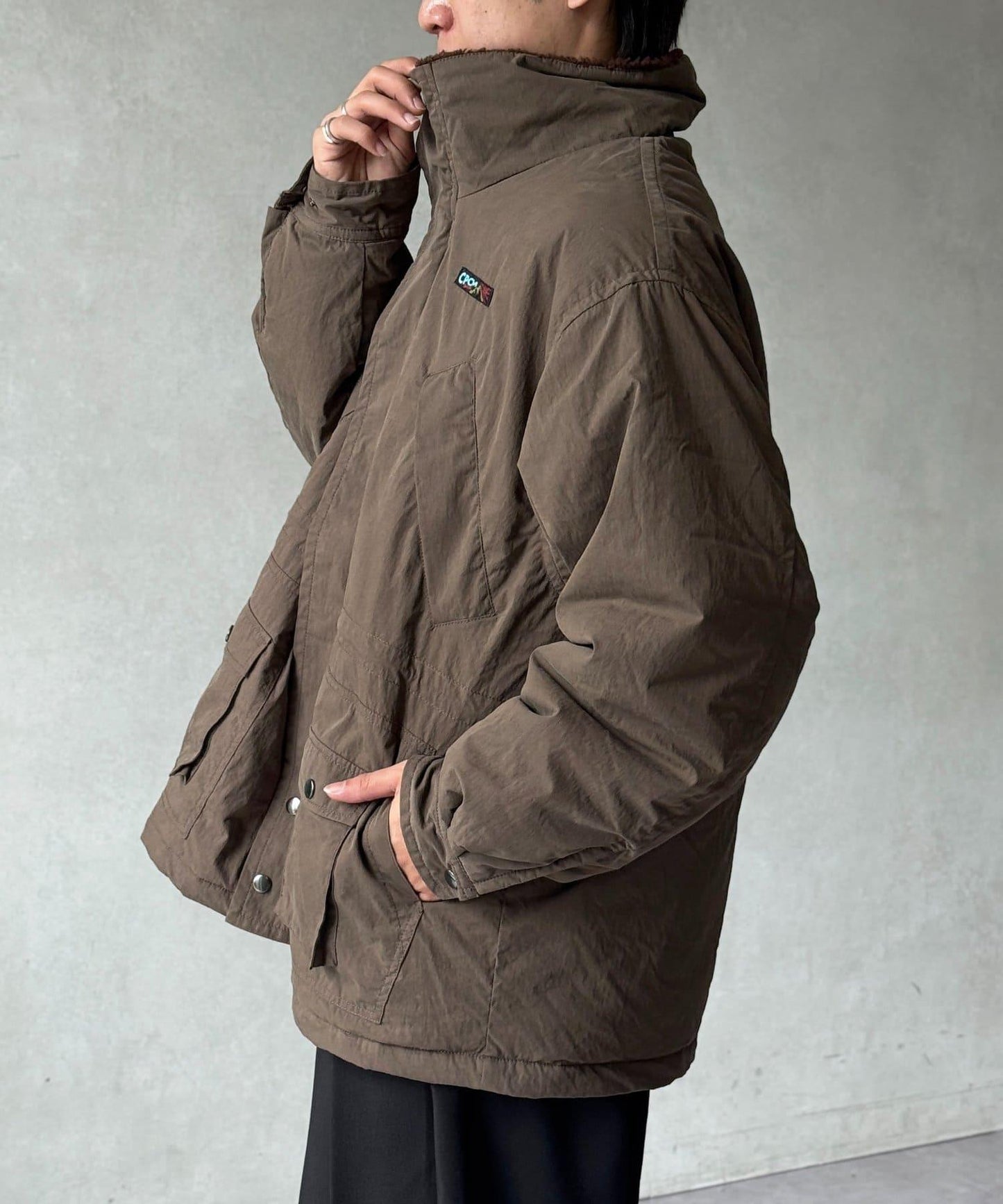 翻領羊羔絨立領狩獵中長款夾克