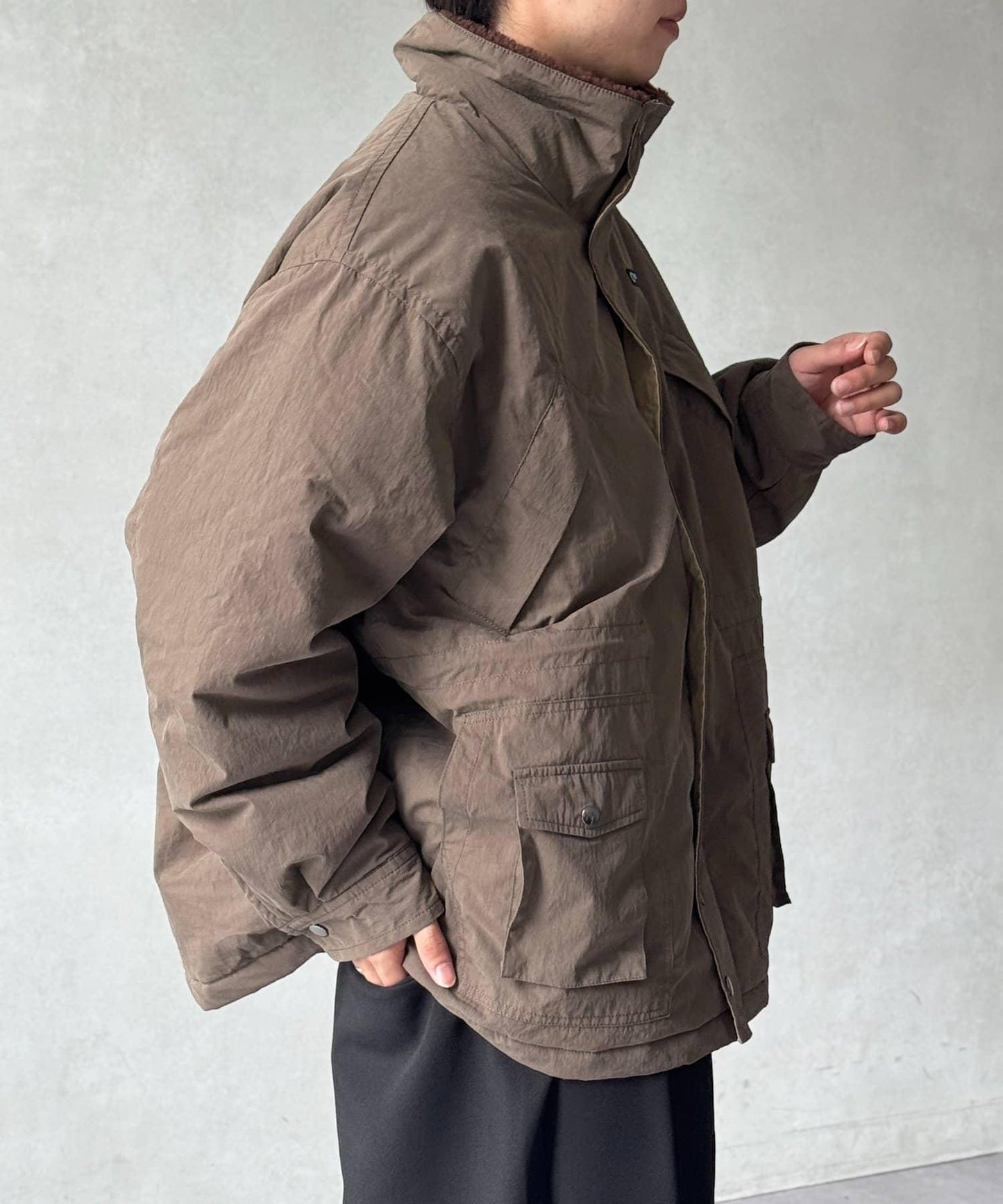 翻領羊羔絨立領狩獵中長款夾克