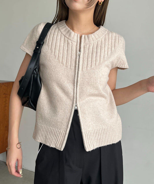 【CAPRICIEUX LE'MAGE】短袖拉鍊針織衫