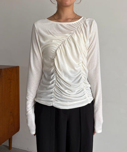 褶皺長袖T恤