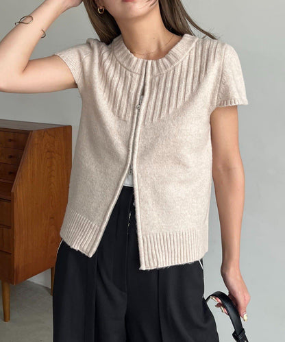 【CAPRICIEUX LE'MAGE】短袖拉鍊針織衫