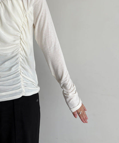 褶皺長袖T恤