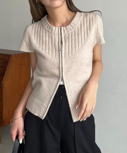 【CAPRICIEUX LE'MAGE】短袖拉鍊針織衫