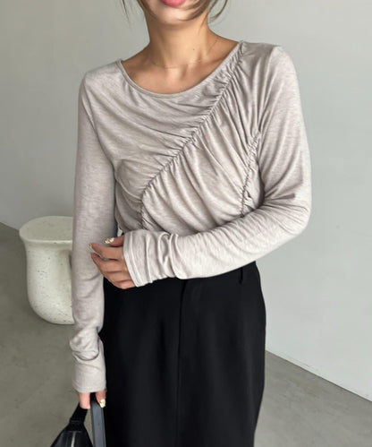 褶皺長袖T恤