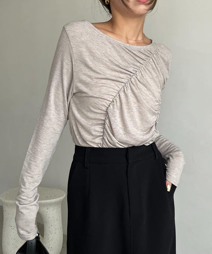 褶皺長袖T恤