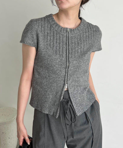 【CAPRICIEUX LE'MAGE】短袖拉鍊針織衫