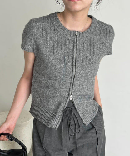 【CAPRICIEUX LE'MAGE】短袖拉鍊針織衫