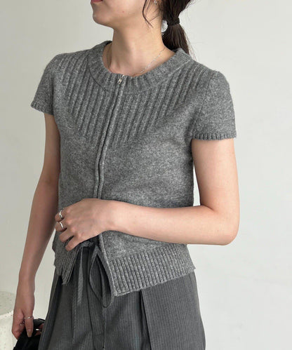 【CAPRICIEUX LE'MAGE】短袖拉鍊針織衫