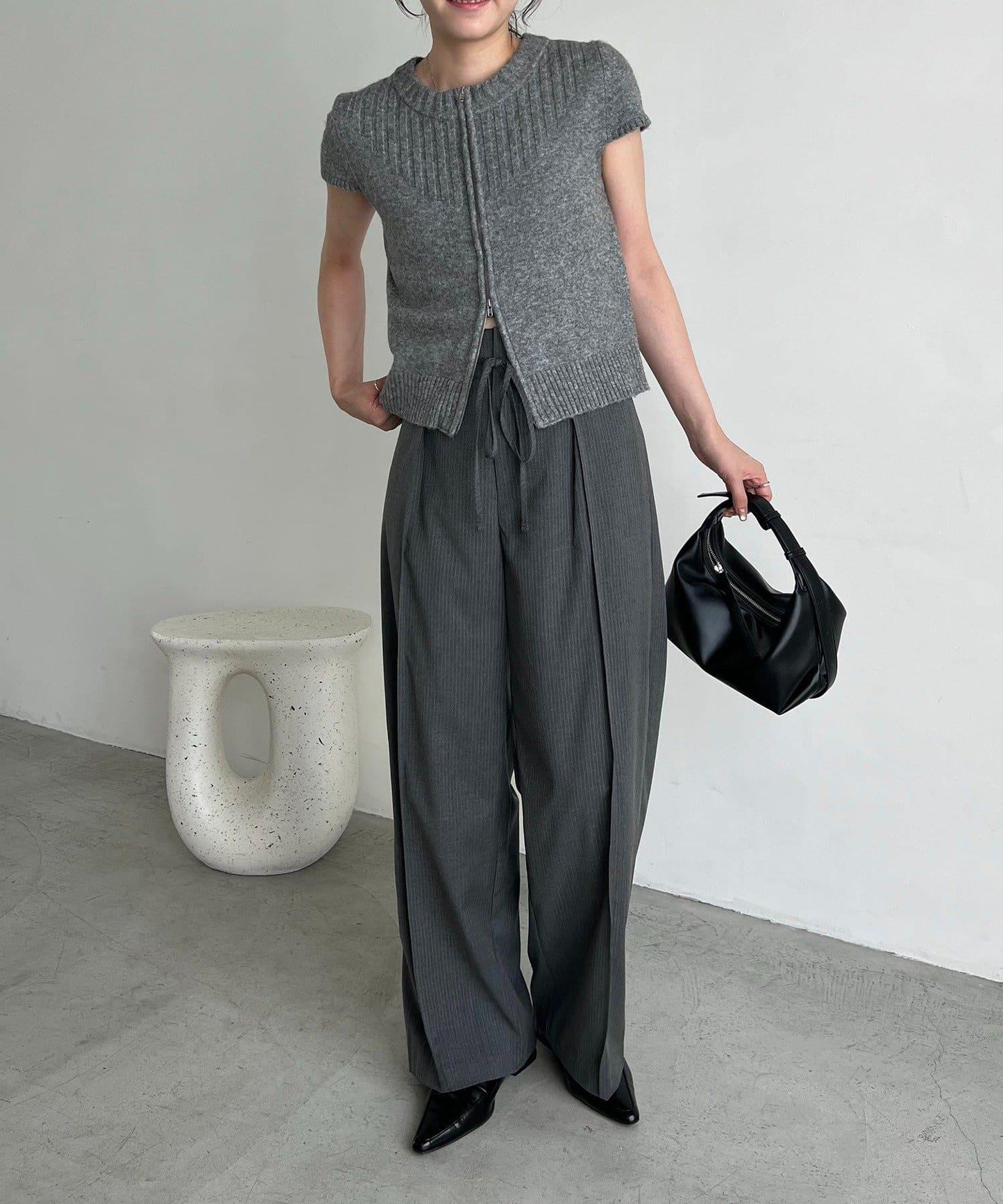 【CAPRICIEUX LE'MAGE】短袖拉鍊針織衫