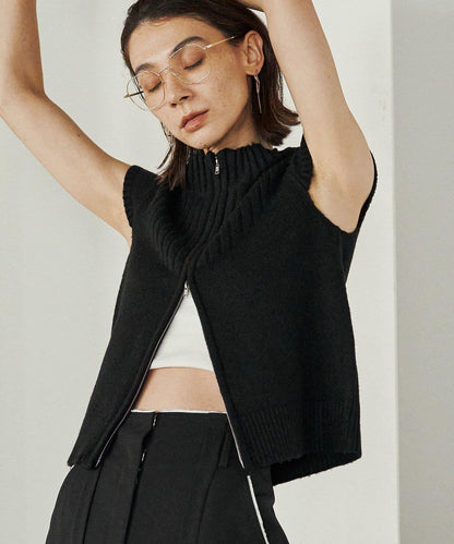 【CAPRICIEUX LE'MAGE】短袖拉鍊針織衫