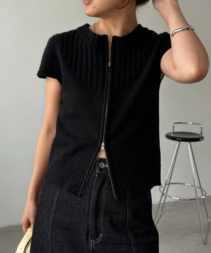 【CAPRICIEUX LE'MAGE】短袖拉鍊針織衫