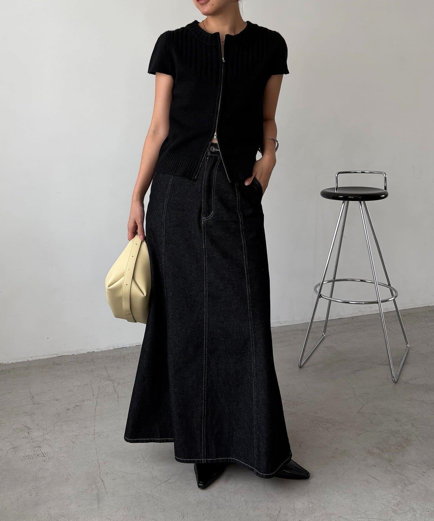 【CAPRICIEUX LE'MAGE】短袖拉鍊針織衫