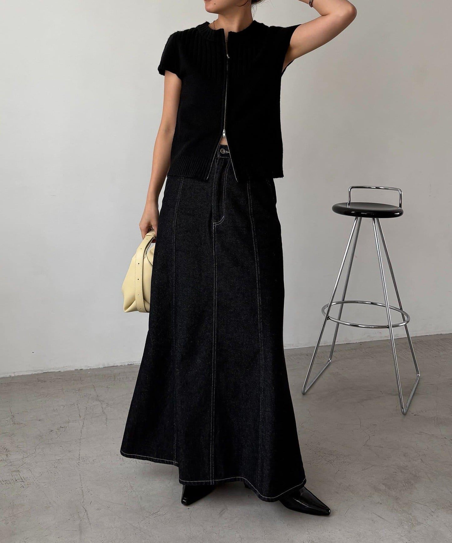 【CAPRICIEUX LE'MAGE】短袖拉鍊針織衫