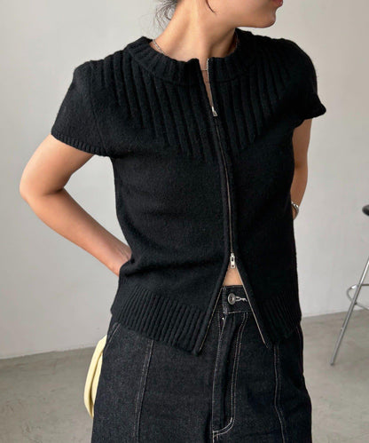【CAPRICIEUX LE'MAGE】短袖拉鍊針織衫