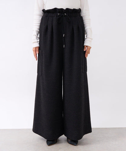 【打造時尚造型】剪裁粗花呢寬腿褲